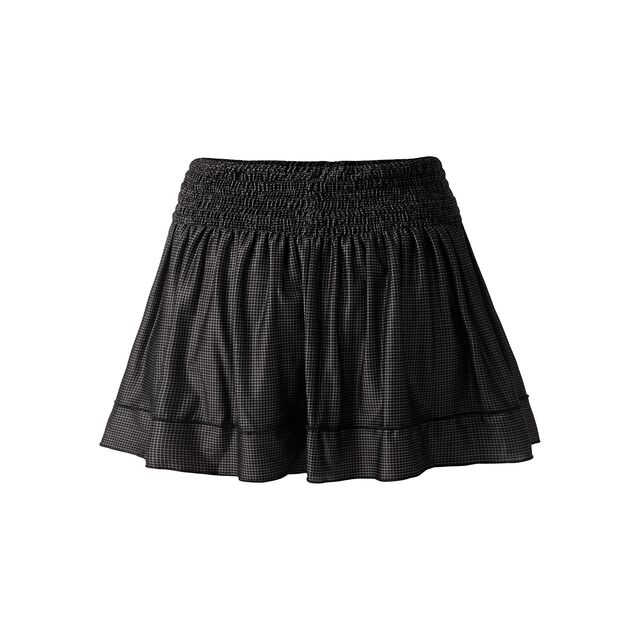 Long Grid Smocked Skirt